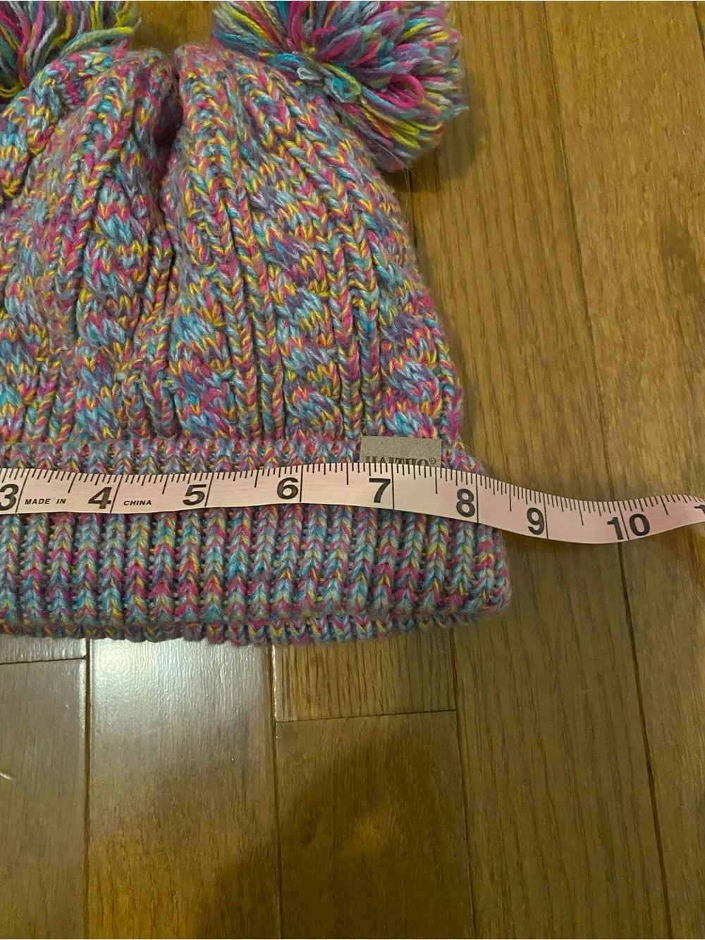 🌸 Kids Multicolor Knit Pom Beanie Hat - Pink Blend